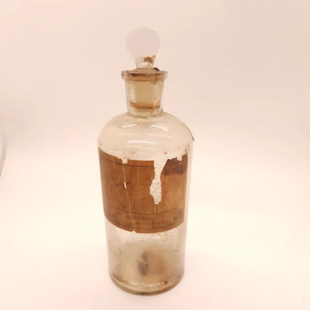 Antique Apothecary Medicine Bottle Glass Stopper Dr. C Eger Sharon Center Iowa