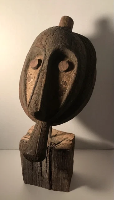 Rare Primitive Carved Wood Fang Mask Equatorial Guinea or Gabon Western Africa