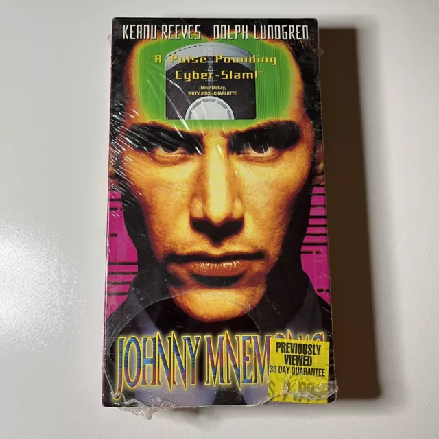 Johnny Mnemonic VHS Orange Video Tape Keanu Reeves 1995 Blockbuster Video