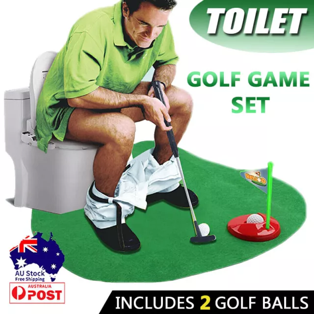 Toilet Mini Golf Mat Game Potty Putter Bathroom Game Toy Prank Novelty Gift Toy