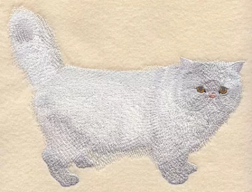 Embroidered Sweatshirt - White Persian Cat C7944 Sizes S - XXL