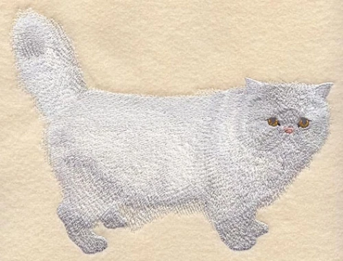 Embroidered Sweatshirt - White Persian Cat C7944 Sizes S - XXL