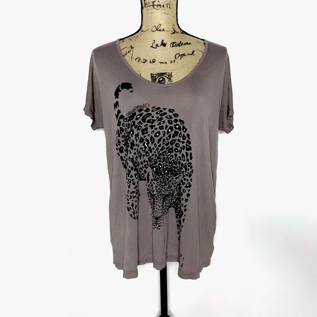 Lauren Moshi Jaguar Short Sleeve Shirt Grey Women's XS