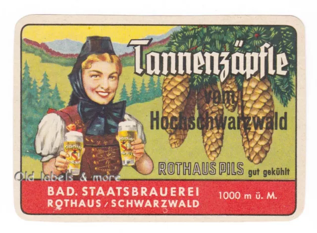 x0820 ROTHAUS  Bad. Staatsbrauerei  Bier-Etikett ‘Tannenzäpfle’  BE beer label