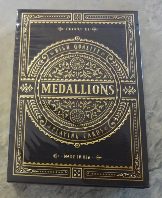 Medallions Black & Gold Foil Playing Cards Deck NEW Sealed Gambler's Warehouse