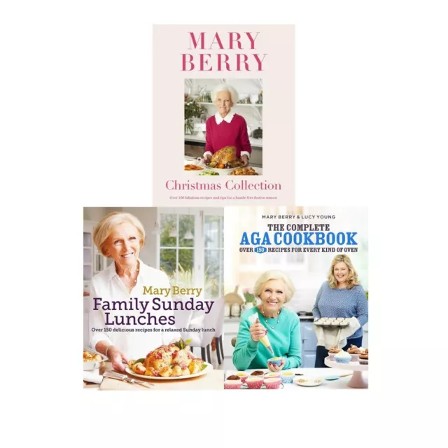 Mary Berry 3 Books Collection Set Christmas,Family Sunday Lunches,Complete Aga 2