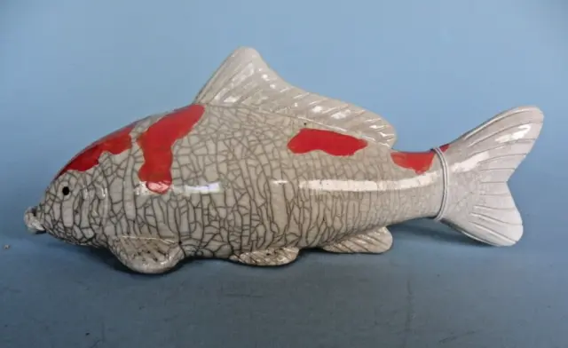 Raku Handmade Fish Crazy Clay Studio So. Africa Gerhard de Beer Signed 10" Long 2