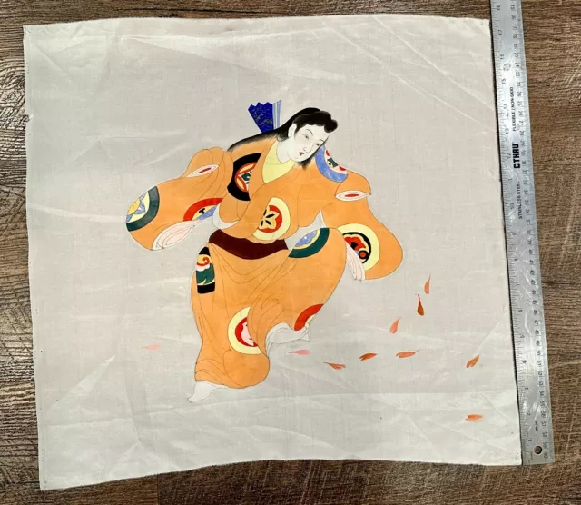 Pre WW II Antique Japanese Silk Scarf Tapestry (from Kyoto, Japan) Orange Kimono