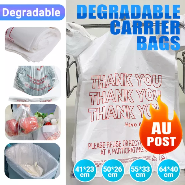 1000X Reusable Plastic Singlet Shopping Bags Heavy Duty Grocery Carry Checkout
