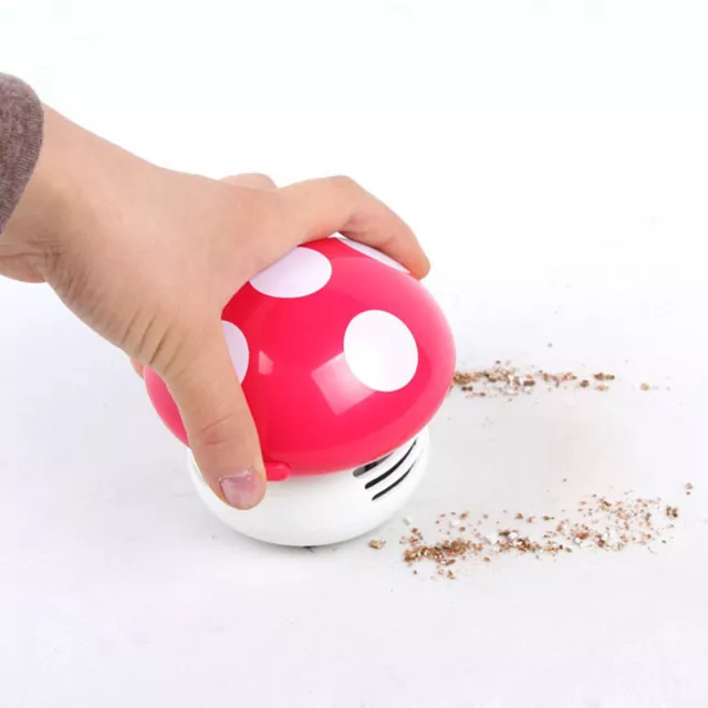 Ritzy Cute Mini Mushroom Office Corner Desk Table Dust Vacuum Cleaner Sweeper