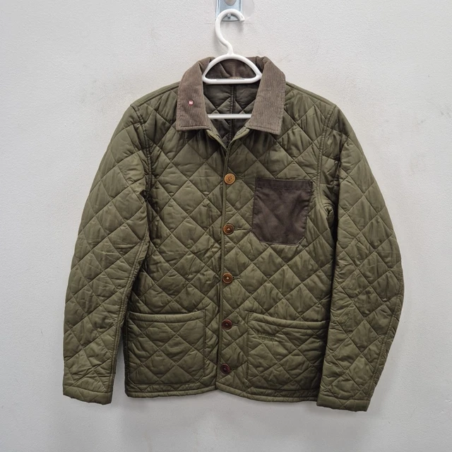BARBOUR X DEPT B Lock Quilted Green Back Pocket Cargo Coat Jacket