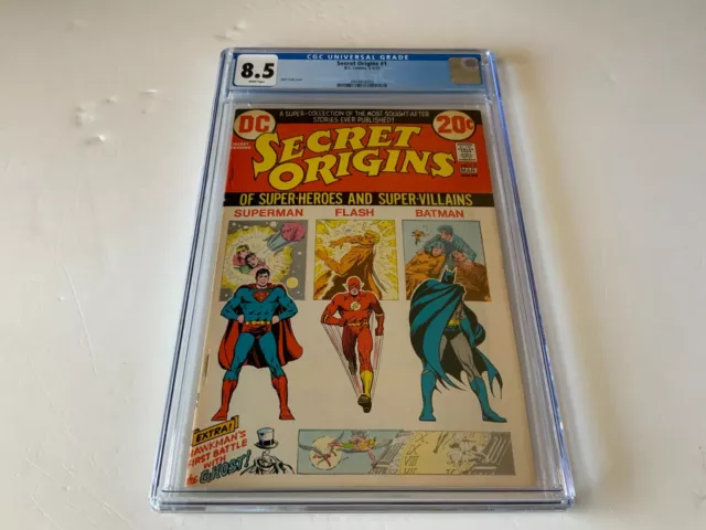 Secret Origins 1 Cgc 8.5 White Pages Batman Superman Flash Dc Comics 1973
