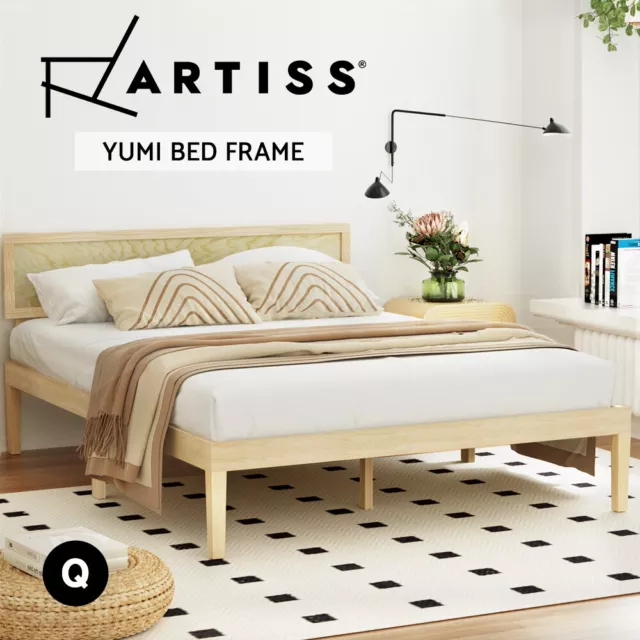 Artiss Bed Frame Queen Size Wooden Base Mattress Platform Timber Pine YUMI