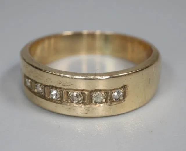 Vintage Ladies or Gents Gold Diamond Ring Band Wedding Stacking Pinky 14ct K 1/2