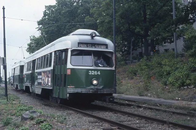 Trolley Slide - Boston T MBTA #3264 PCC Streetcar 1981 Beacon Street Transit