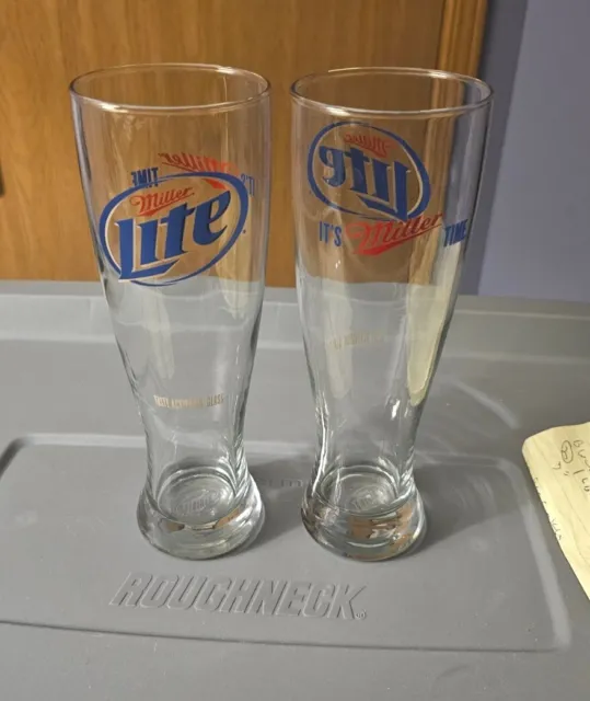 Lot of 2 Miller Lite Taste Activator Pilsner 16 Oz Ounce Beer Glass  R1