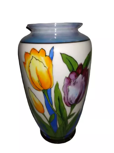 Vintage Figural Tulip Flower Porcelain Ceramic Vase Hand Painted Japan 7.5"