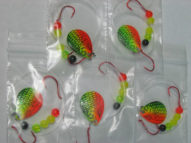 5 Spinner Rigs Leech Minnow Crawler Harness Walleye, Bass, Pike Colorado Blades