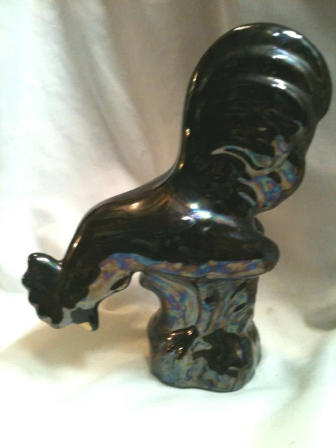 Vintage Black Ceramic Art Ceramic Rooster Figurines Excellent Cond
