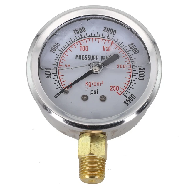 Manomètre Glycérine MEANLIN - 0-16Bar/230PSI, Acier Inox, 1/8BSP, Pression Eau/Huile