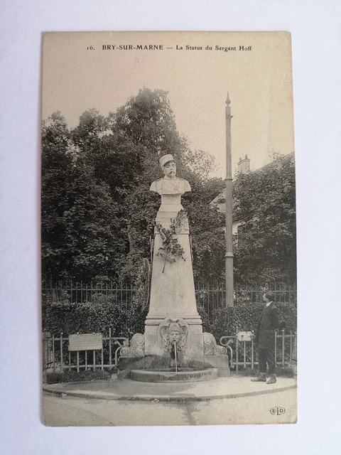 cpa Vue Rare 94 - BRY sur MARNE STATUE du SERGENT HOFF Animée Fontaine Ed. ELD