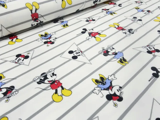 Stoff Baumwolle Jersey Disney Micky Mini Maus gestreift weiß bunt Kinderstoff