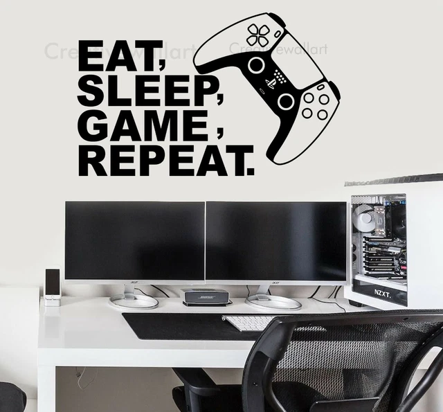 Adesivo ripetizione gioco sonno PS5 XBOX PS4 gioco adesivi da parete decalcomanie arte da parete