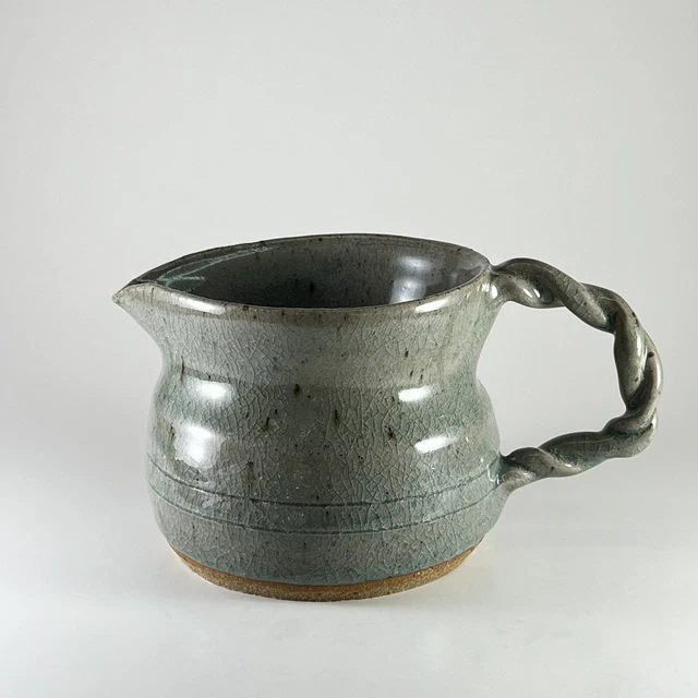 Gray and Blue Hand Thrown Pottery Glazed Twisted Holder Coffee Tea Mug