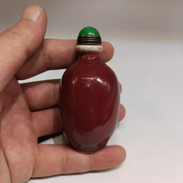 Exquisite Chinese Collectible Red Glazed Ceramic Snuff Bottle