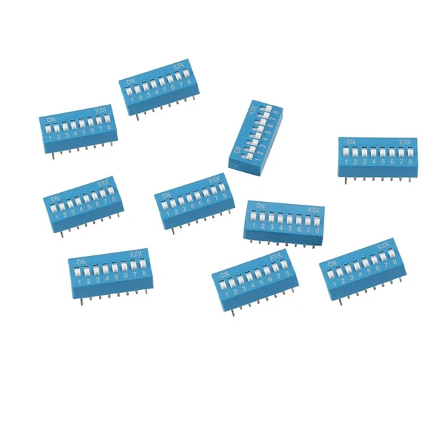 (R) 10 Piece 2.54mm Spacing 8-Position 16-Pin DIP Switch 8P - Blue X7E2