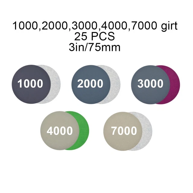 3 rebanadas papel de lija 1000-7000 grano 25 ud. Pulido útil