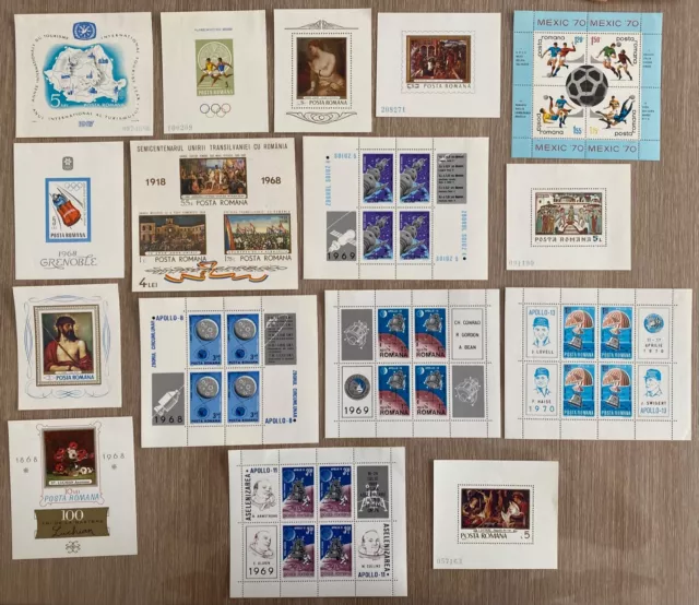 Très beau lot de timbres neufs ROUMANIE 1967 à 1970, très grosse côte
