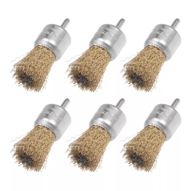 Brosse métallique 30 mm Plaqué cuivre coupe acier serti avec tige 6 Pcs