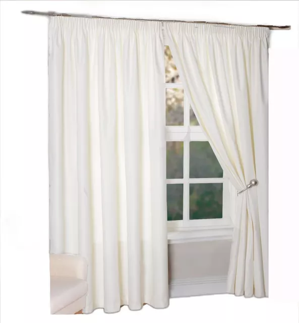 Cream Curtains THERMAL Lined LIGHT REDUCING Curtains - 66" x 54" (167x137cm)