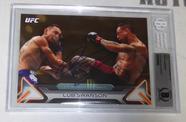 Cub Swanson Signed UFC 2016 Topps Knockout 5x7 Gold Card #98 BAS Beckett COA /10 3