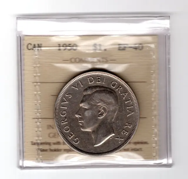 1950 Canada One Silver Dollar Coin - ICCS Graded EF-40