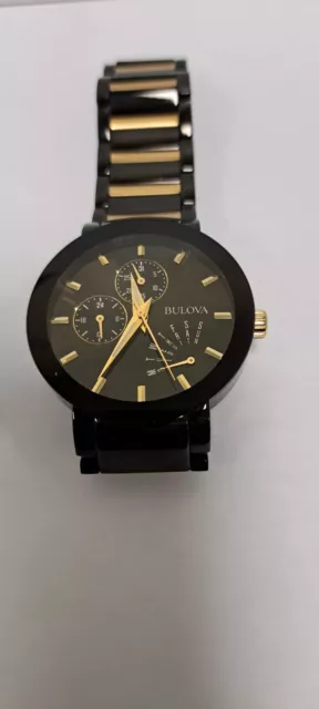 98C124 BULOVA DA uomo acciaio inox nero bicolore usato EUR 220