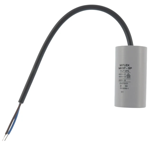 Condensateur moteur 10µF MKSP-5P 10uF 450V à fils câble démarrage/permanent