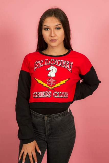 Felpa in jersey maglione vintage rielaborata St Louis Chess Club anni '90