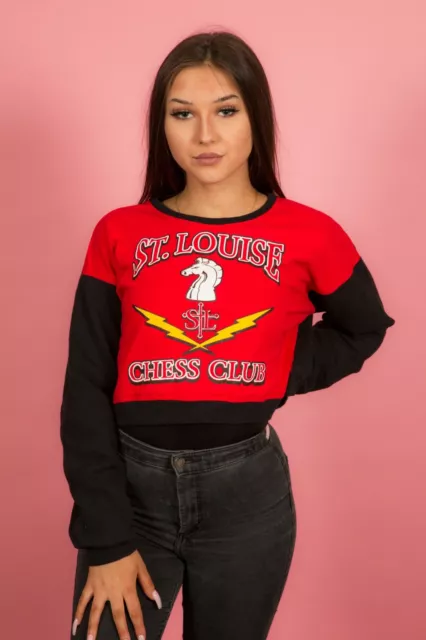 Reworked vintage St Louis Chess Club cropped sweatshirt jersey jumper 90s