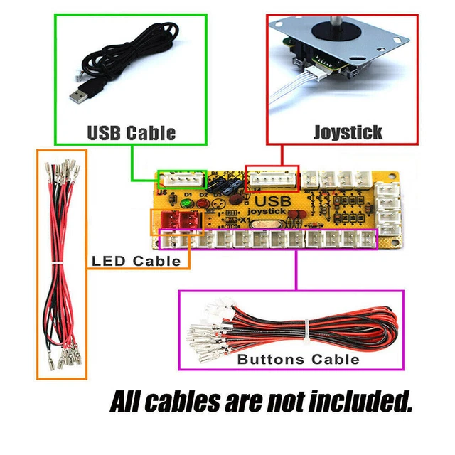 Quimat Zero Delay Arcade USB Encoder Board to Joystick for Mame Jamma Other PC