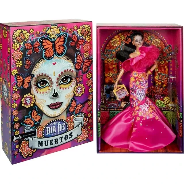 2023 Dia De Muertos Barbie Doll in Ruffled Pink Gown, Barbie Signature