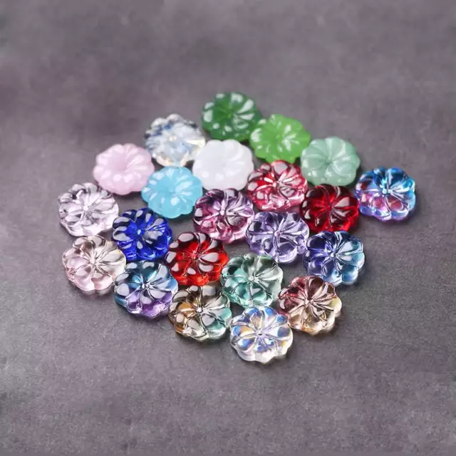 10pcs Charms 15.5mm Lampwork Glass Flower Beads for Jewelry Making Findings