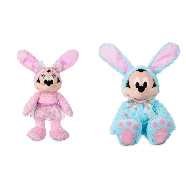 Disney Mickey & Minnie Mouse Set of 2 Plush 19" Easter Bunny 2022 Pink & Blue