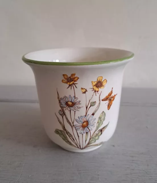 Capodimonte Floral & Butterfly Planter Pot Vase Decorative Vintage 11x11.5cm