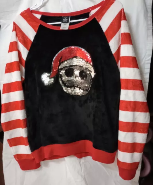 The Nightmare Before Christmas Jack Skellington Sandy Claws Sequin Sweater