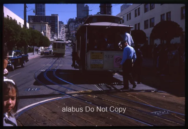 Orig 1964 35mm SLIDE Street Scene w Cable Cars San Francisco CA