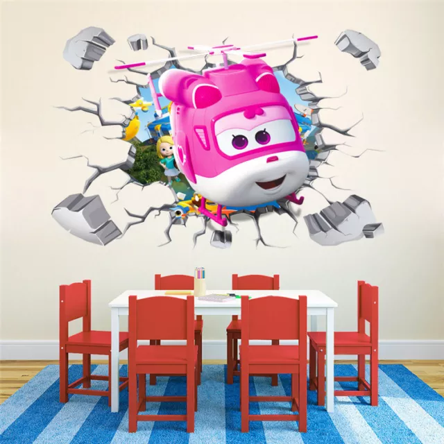 Super Wings Wandtattoo Dizzy 3D Wandaufkleber Flügel Kinderzimmer Sticker Cars