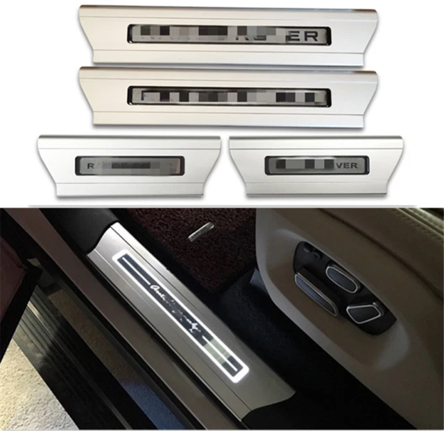 4Pcs Fits for 2013-2021 Range Rover LED Door Sill Trim Stuff Plate Guard Covers