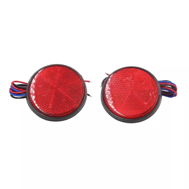 2Pcs Reflector de Luz de Parada Trasera LED Rojo Forma Circular Motocicleta